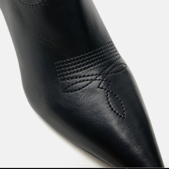 ZARA LEATHER COWBOY HEELED ANKLE BOOTS style leather bloggers favorite - Picture 2 of 12